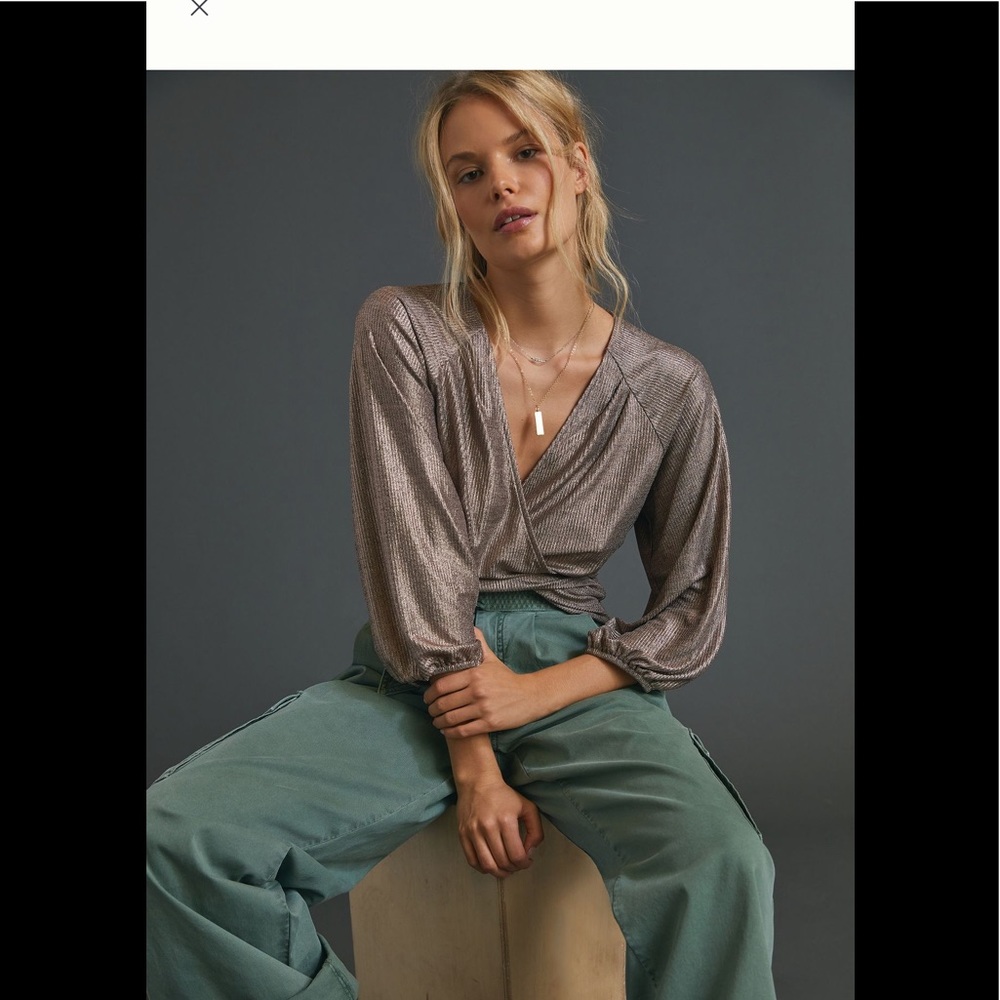 Luanne Shimmer Surplice Top
